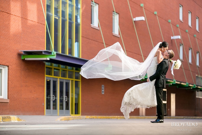Downtown Minneapolis Wedding Photography at Le Meridien Hotel veil flying