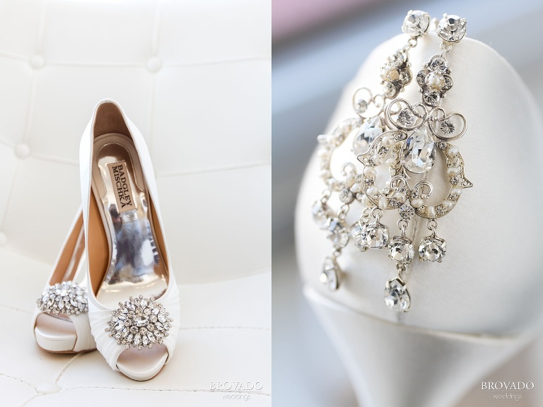 Downtown Minneapolis Wedding Photography at Le Meridien Hotel shoes and earrings