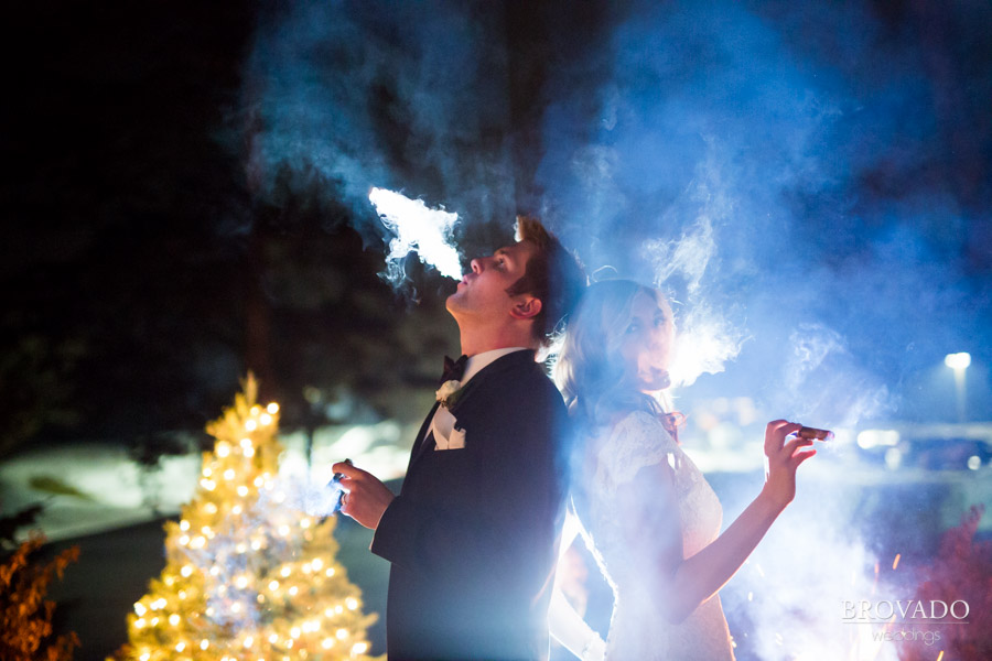 cigar wedding photo