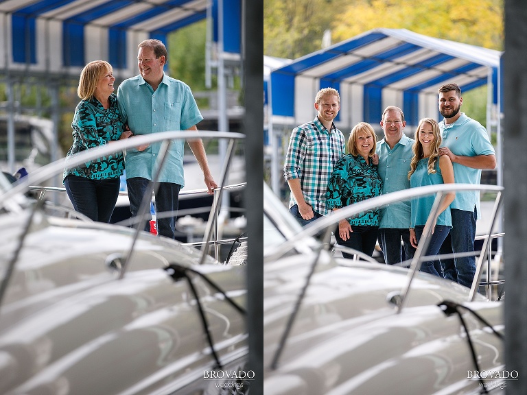 Anderson Family posing on their boat