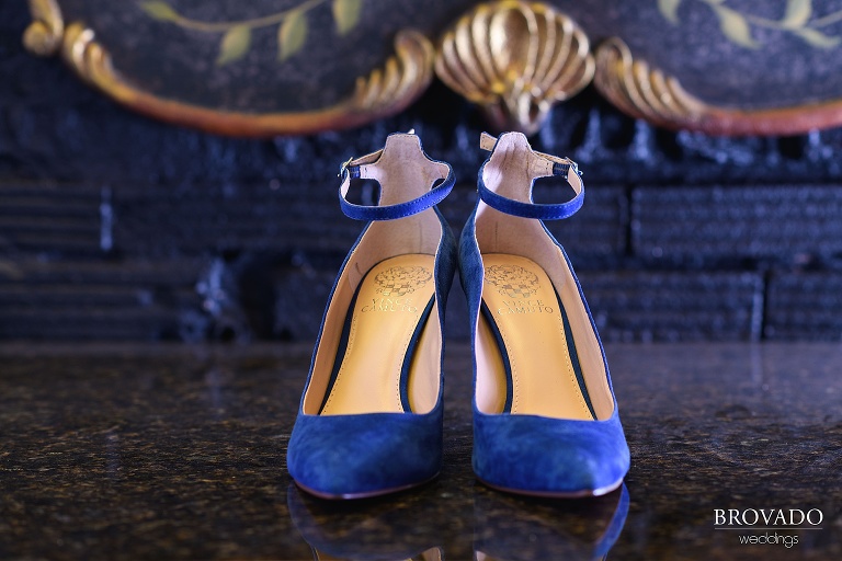 closeup of vince camuto purple wedding heels